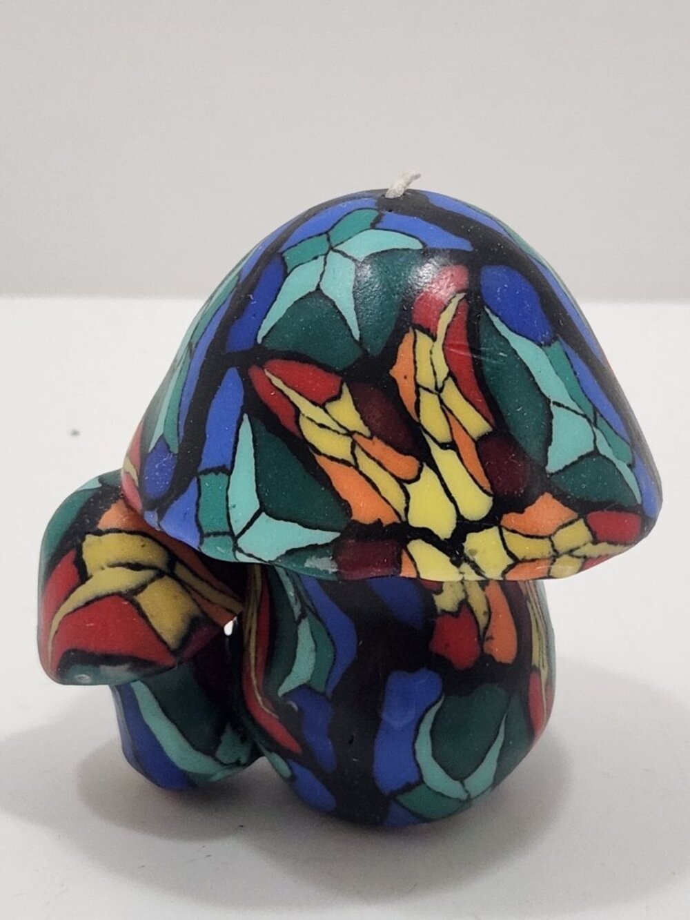 NIB Vintage 90s Mosaic "Glow" Millefiori Mushroom W/Buddy Candle